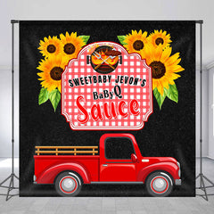 Lofaris Sunflower Red Truck Bbq Custom Baby Shower Backdrop