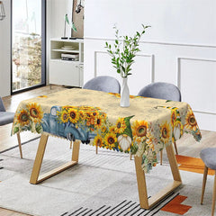 Lofaris Sunflower With Christmas Doll Rectangle Tablecloth