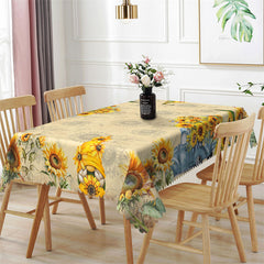 Lofaris Sunflower With Christmas Doll Rectangle Tablecloth