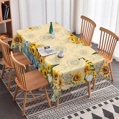 Lofaris Sunflower With Christmas Doll Rectangle Tablecloth