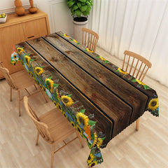 Lofaris Sunflowers Classic Wooden Board Rectangle Tablecloth