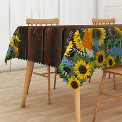 Lofaris Sunflowers Classic Wooden Board Rectangle Tablecloth