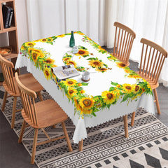 Lofaris Sunflowers Cute Smile Face Rectangle Dining Tablecloth