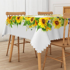 Lofaris Sunflowers Cute Smile Face Rectangle Dining Tablecloth