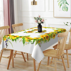 Lofaris Sunflowers Cute Smile Face Rectangle Dining Tablecloth