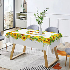 Lofaris Sunflowers Cute Smile Face Rectangle Dining Tablecloth