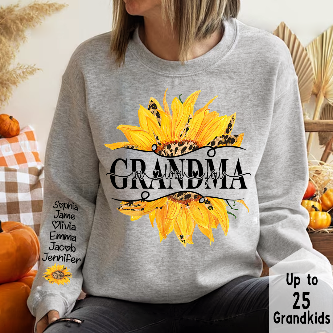 Lofaris Sunflowers Grandma And Kids Custom Name Sweatshirt