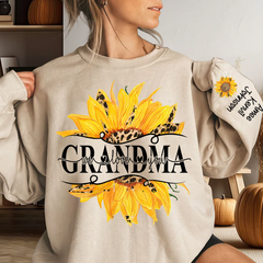 Lofaris Sunflowers Grandma And Kids Custom Name Sweatshirt