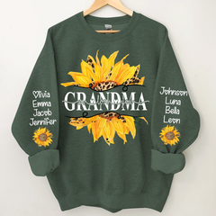 Lofaris Sunflowers Grandma And Kids Custom Name Sweatshirt