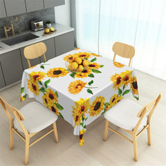 Lofaris Sunflowers Green Leaves Repeat Square Tablecloth