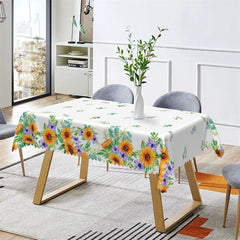 Lofaris Sunflowers Green Leaves Spring Tablecloth For Kitchen