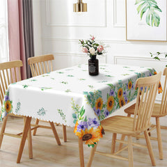 Lofaris Sunflowers Green Leaves Spring Tablecloth For Kitchen