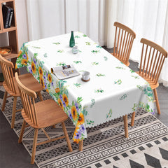 Lofaris Sunflowers Green Leaves Spring Tablecloth For Kitchen