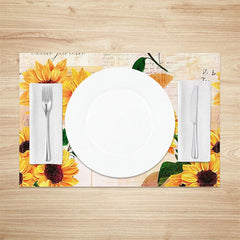 Lofaris Sunflowers Leaves Vintage Dining Set Of 4 Placemats