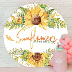 Lofaris Sunflowers On The Way White Baby Shower Backdrop