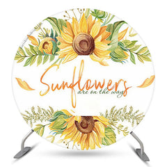 Lofaris Sunflowers On The Way White Baby Shower Backdrop