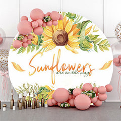 Lofaris Sunflowers On The Way White Baby Shower Backdrop