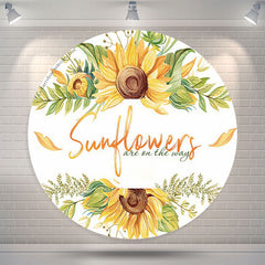 Lofaris Sunflowers On The Way White Baby Shower Backdrop