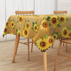 Lofaris Sunflowers Pattern Yellowed Rectangle Tablecloth