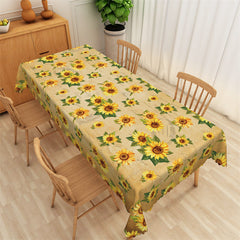 Lofaris Sunflowers Pattern Yellowed Rectangle Tablecloth