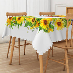 Lofaris Sunflowers Red Cart White Tablecloth For Kitchen Decor