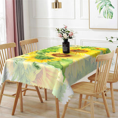 Lofaris Sunflowers Spring Leaves Bokeh Tablecloth For Kitchen