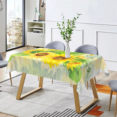 Lofaris Sunflowers Spring Leaves Bokeh Tablecloth For Kitchen