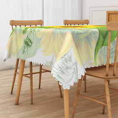 Lofaris Sunflowers Spring Leaves Bokeh Tablecloth For Kitchen