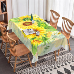 Lofaris Sunflowers Spring Leaves Bokeh Tablecloth For Kitchen