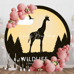 Lofaris Sunset Forest Giraffe Bird Silhouette Round Backdrop