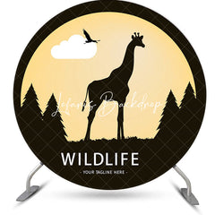 Lofaris Sunset Forest Giraffe Bird Silhouette Round Backdrop