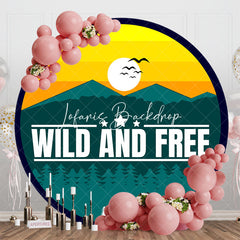 Lofaris Sunset Forest Wild And Free Round Birthday Backdrop