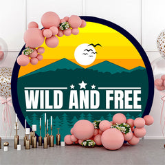 Lofaris Sunset Forest Wild And Free Round Birthday Backdrop