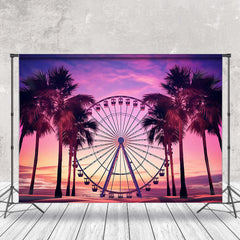 Lofaris Sunset Sky Beach Trees Ferris Wheel Photo Backdrop