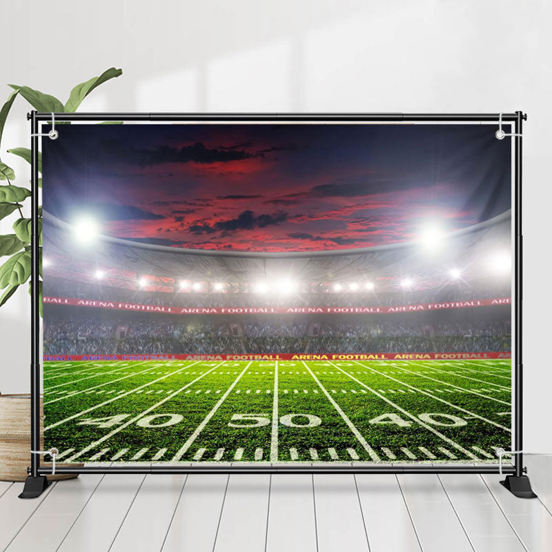 Lofaris Sunset Sky Football Field Spotlight Sport Backdrop