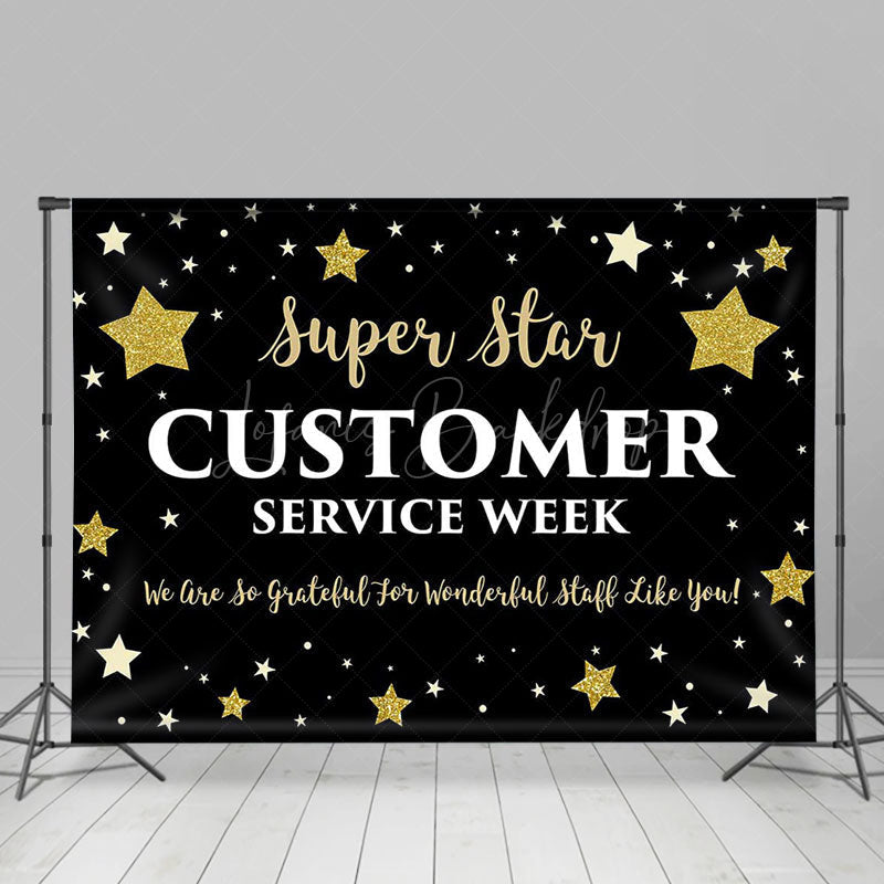 Lofaris Super Star Black Customer Service Week Party Backdrop