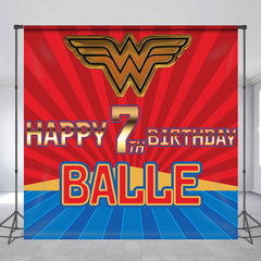 Lofaris Super Woman Red Blue Custom Birthday Backdrop For Girl