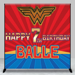 Lofaris Super Woman Red Blue Custom Birthday Backdrop For Girl