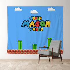 Lofaris Super World Video Game Brick Custom Birthday Banner