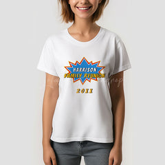 Lofaris Superhero Blue Gold Name Family Reunion T-Shirt