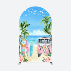 Lofaris Surfing Palm Trees Sandy Beach Summer Arch Backdrop