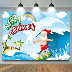 Lofaris Surfing Santa Tropical Beach Xmas In July Backdrop