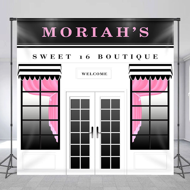 Lofaris Sweet 16 Boutique Pink Curtian Custom Birthday Backdrop