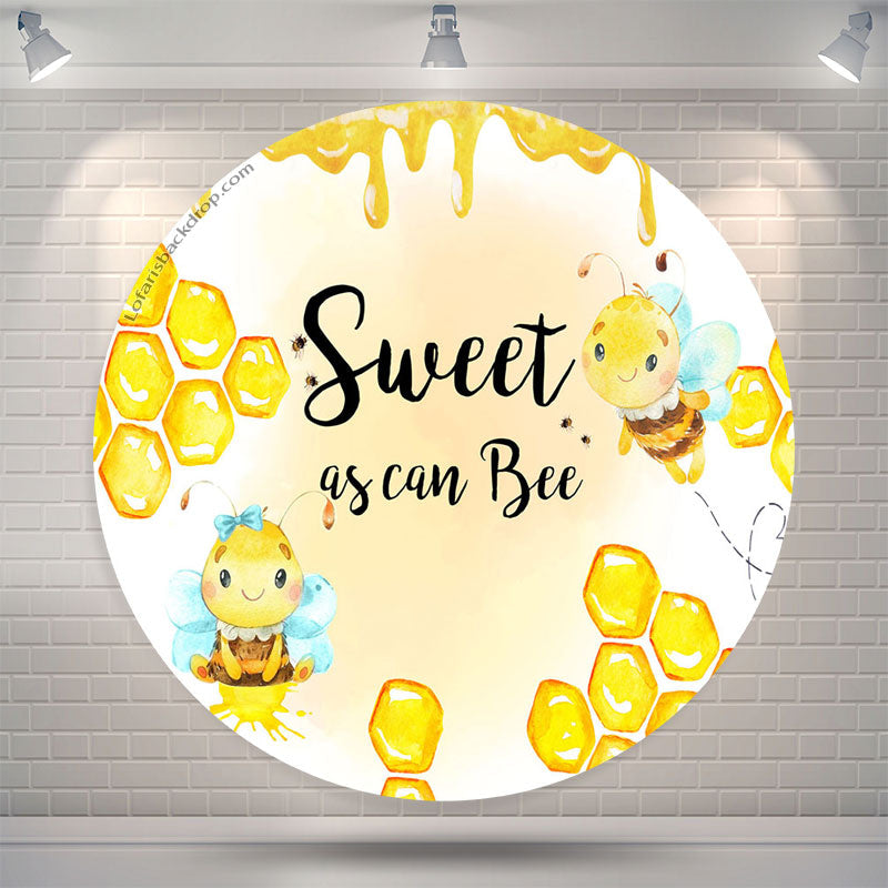 Sweet As Can Bees Gold Honey Round Baby Shower Backdrop – Lofaris