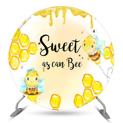 Lofaris Sweet As Can Bees Gold Honey Round Baby Shower Backdrop