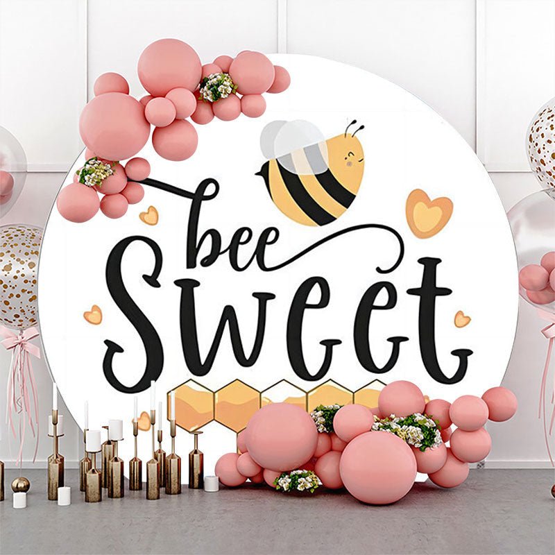 Lofaris Sweet Bee Honeycomb White Round Birthday Backdrop