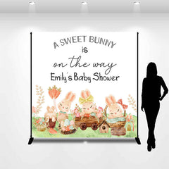 Lofaris Sweet Bunny Easter Custom Name Baby Shower Backdrop