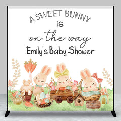 Lofaris Sweet Bunny Easter Custom Name Baby Shower Backdrop