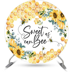 Lofaris Sweet Can Bee Sunflower Round Baby Shower Backdrop