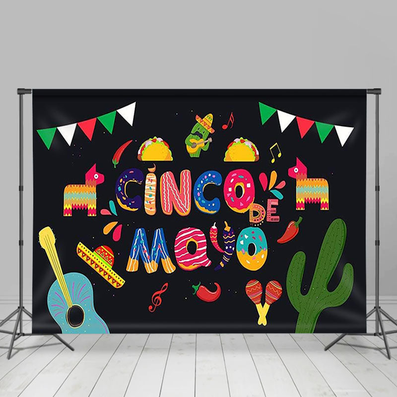 Lofaris Sweet Donut Cinco De Mayo Mexican Fiesta Theme Backdrop